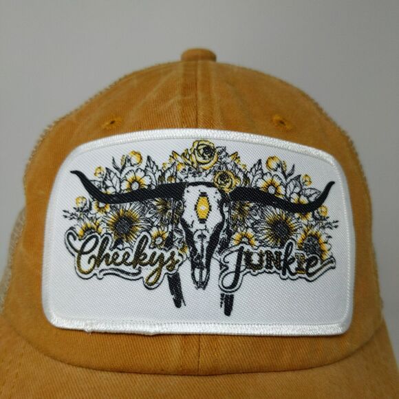 Cheeky's Junkie Women's Slideback Hat Tan Yellow Adjustable Distressed - Picture 4 of 11